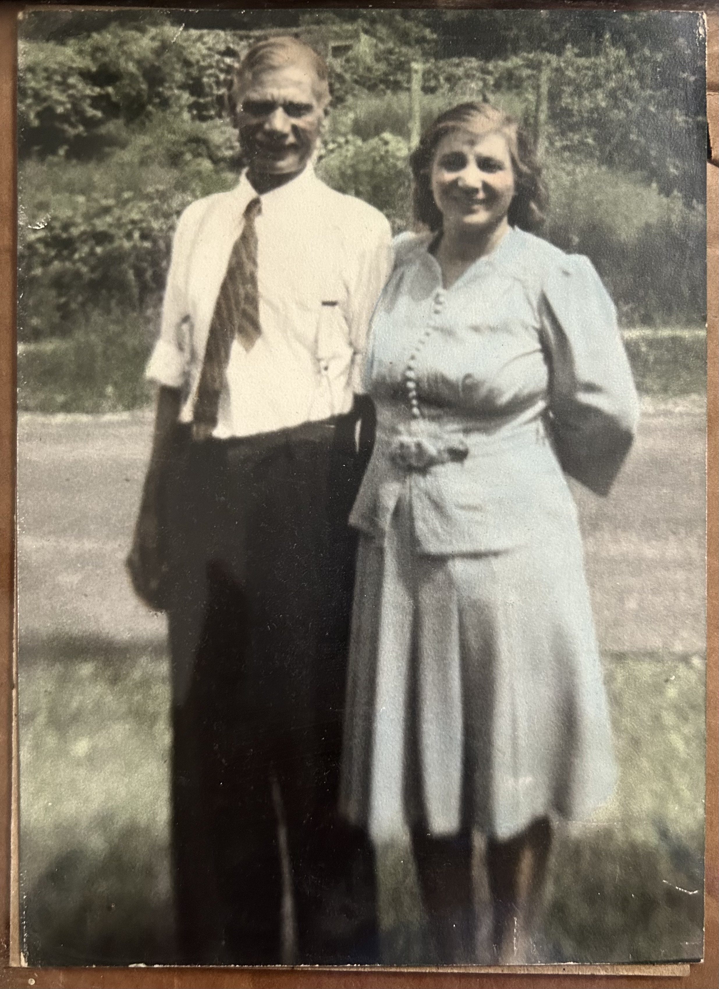 Zarouhi and father, Sarkis Malkasian, Church St, Whitinsville, 1940.jpg