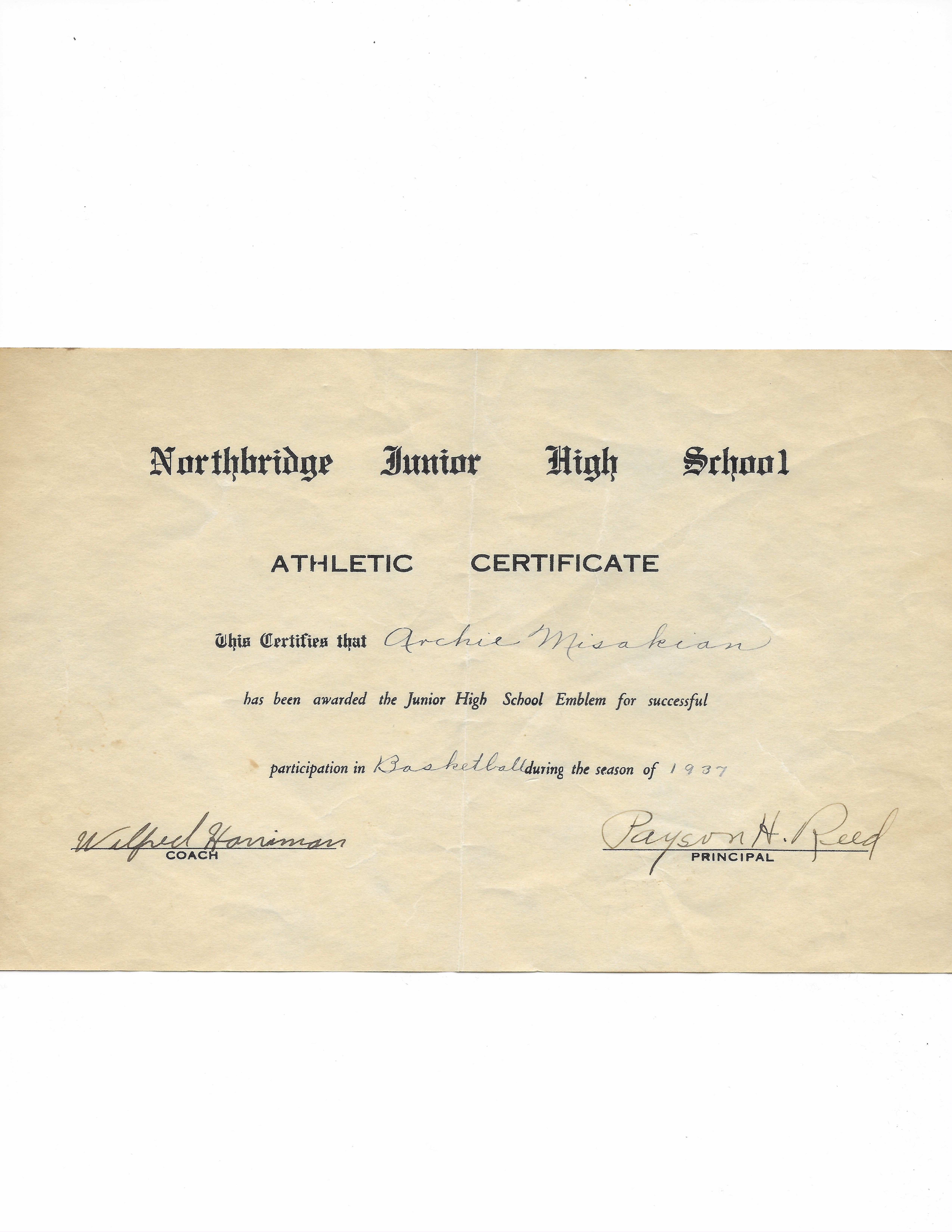 6 NHS Athletic Certificate 1937.jpg