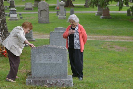 Rose Mgrditchian Ovian and Susie Harabedian Martin at Pine Grove Cemetary Whitinsville 2014 (1)-Edit.jpg