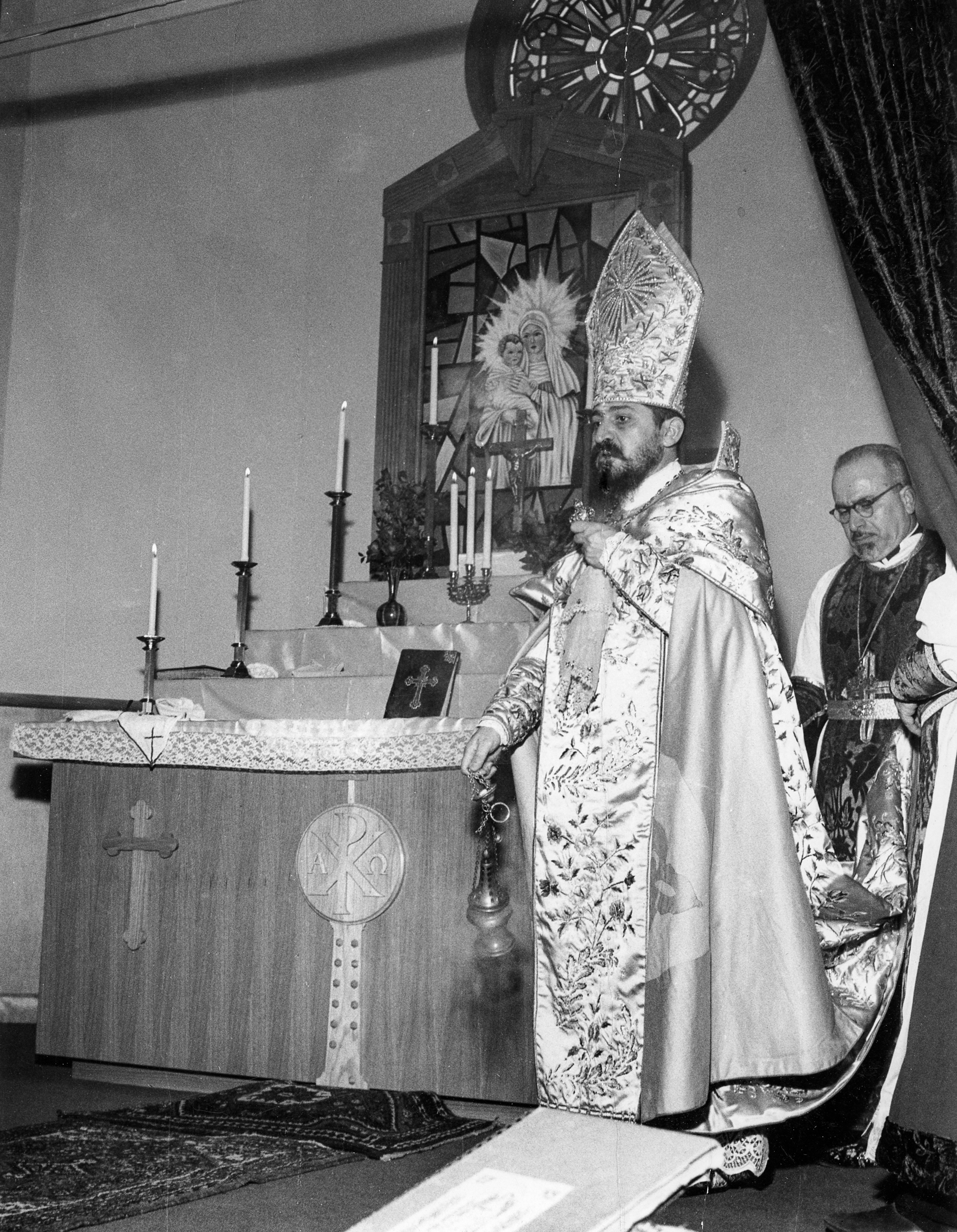 Armenian Archbishop Khoren Paroian Consecrating Soorp Asdvadzadzin Armenian Apostolic Church of Whitinsville, November 24, 1957