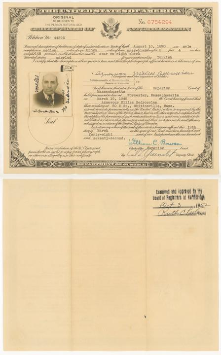 Aznavoor's naturalization document front.jpg