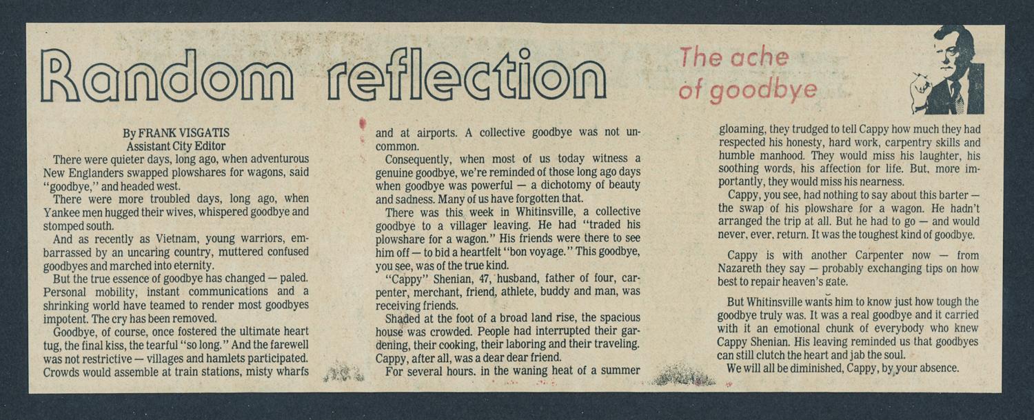 Cappy Shenian Woomsockeet Call Saturday July 22, 1978 Random Reflection by Frank Visgatis Assistant City Editor.jpg
