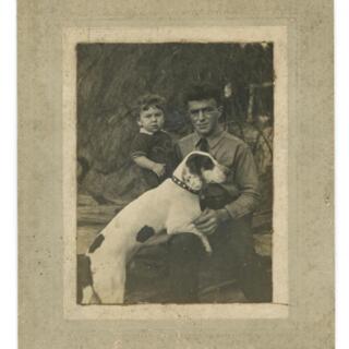 Arshag and son Serop Moscofian with Dog